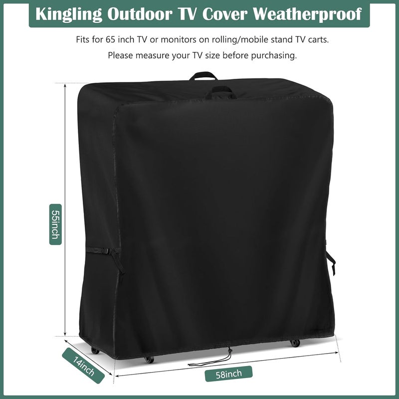 Kingling Outdoor TV Cover 58 Inch Weatherproof for 65 Inch TV, Waterproof Outdoor TV Stand Covers For Mobile TV Carts Stand, TV Screen Protection Covers For Outside- 58”L x 14”W x 55”H(Cover Only) - Image 2